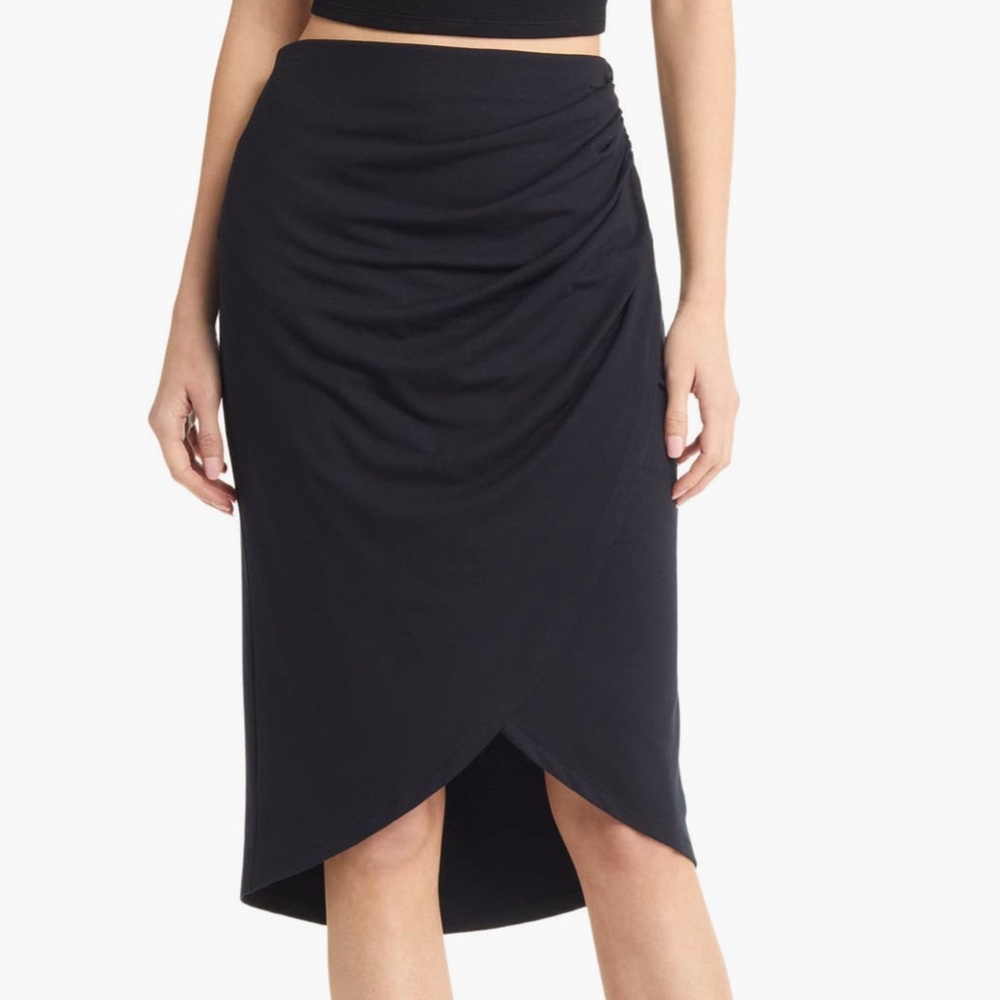 Open Edit Black Ruched Tulip Hem Skirt Size XL NWOT!